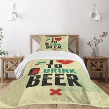 Love Beer Grunge Hand Bedspread Set