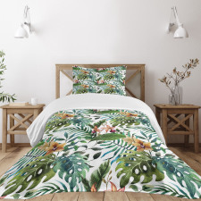 Palm Tree Flowers Hibiscus Bedspread Set
