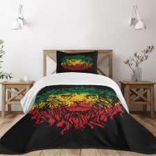 Grunge Lion Head Portrait Bedspread Set