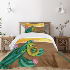 Cartoon Desert Landscape Bedspread Set