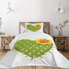Thorny Opuntia Heart Bedspread Set