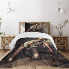 Scary Bloody Man Bedspread Set