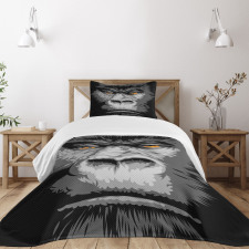 Wild Gorilla Orange Eyes Bedspread Set