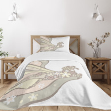 Floral Horse Galloping Bedspread Set