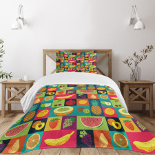 Pop Art Grunge Fruits Bedspread Set