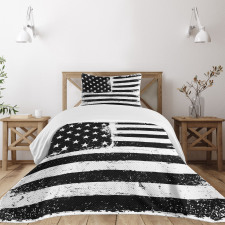 Black and White Flag Bedspread Set