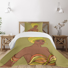 Fashion Lady with Earrings Bedspread Set