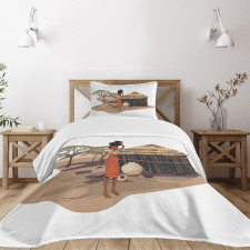 Woman with Pot Bedspread Set