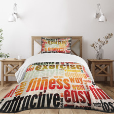 Grunge Frame with Words Bedspread Set