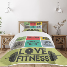 Various Words in Frames Bedspread Set