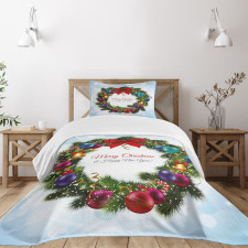 Round Green Wreath Bedspread Set