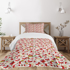 Cartoon Santa Claus Bedspread Set