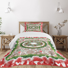 Fir Wreath Ornaments Bedspread Set