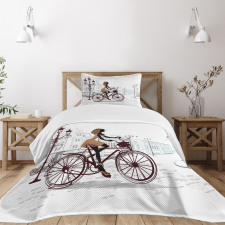 Young Girl in Paris Bedspread Set