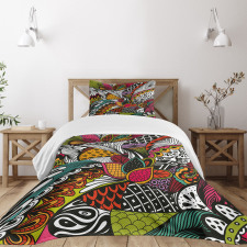 Colorful Ornate Leaves Bedspread Set