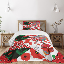 Slavic Patchwork Poppy Bedspread Set