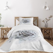 White Tiger Portrait Bedspread Set