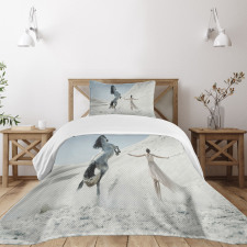 Lady with White Horse Bedspread Set