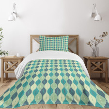 Oval Curved Lines Dots Bedspread Set
