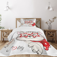 Cat Star Glasses Funny Bedspread Set