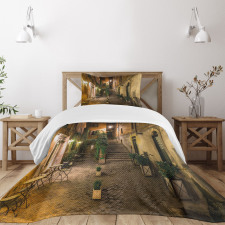 Old Cafe in Rome City Bedspread Set