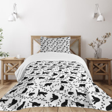 Kittens Footprints Paws Bedspread Set