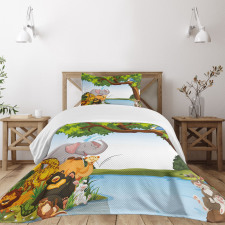 Cartoon Animals Funny Bedspread Set