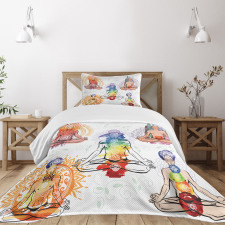 Men in Watercolors Sketch Bedspread Set