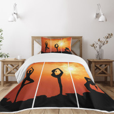 Women Practice at Sunset Bedspread Set