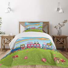 Animal Train Rainbow Funny Bedspread Set