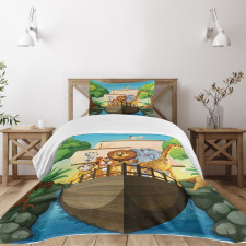 Floating Boat with Animals Bedspread Set