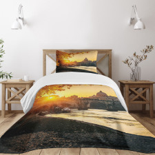 Sunset Tiber River Rome Bedspread Set