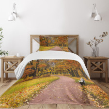 Idyllic Rural Park Woods Bedspread Set