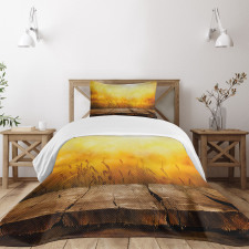 Empty Tabletop and Wheat Bedspread Set