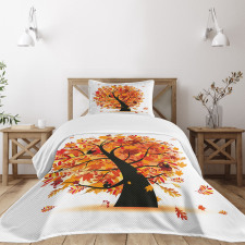 Cartoon Tree Leaves Bedspread Set