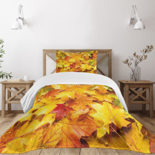 Wet Maple Leaves Nature Bedspread Set