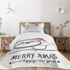 Sloth Christmas Hat Bedspread Set