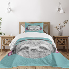 DJ Sloth Headphones Bedspread Set