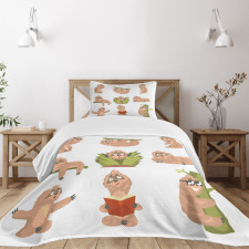 Different Posed Animals Bedspread Set