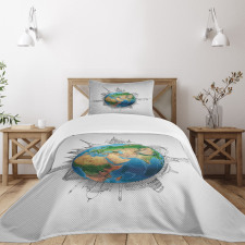 Realistic Globe Planet Bedspread Set