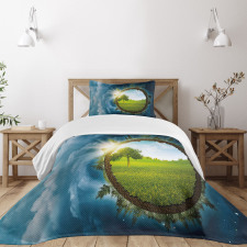 Circle Greenery Clouds Bedspread Set