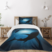 Fish Silhouettes Swimming Bedspread Set