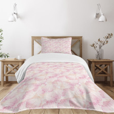 Pale Pink Flower Petals Bedspread Set