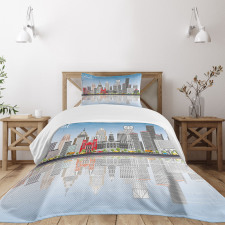 Cityscape Skyscrapers Bedspread Set