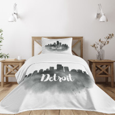 Black Smoky Cityscape Bedspread Set