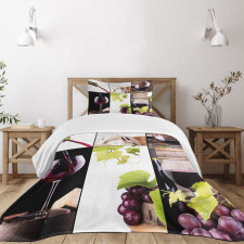 Themed Bottle Wineglass Bedspread Set
