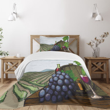 Views of Vineyards Grapes Bedspread Set