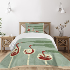 Grunge Retro Wine Pouring Bedspread Set