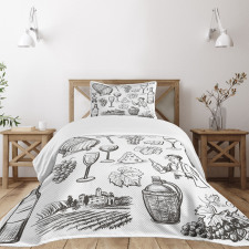 Gourmet Wine Set Sketchy Bedspread Set