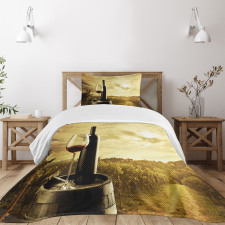 Red Wine Themed Vineyard Bedspread Set